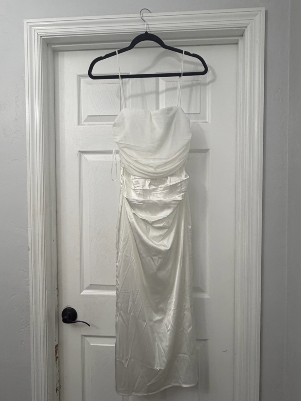 Hello Molly fortune seeker dress White Satin Ruched Slip Dress - Women